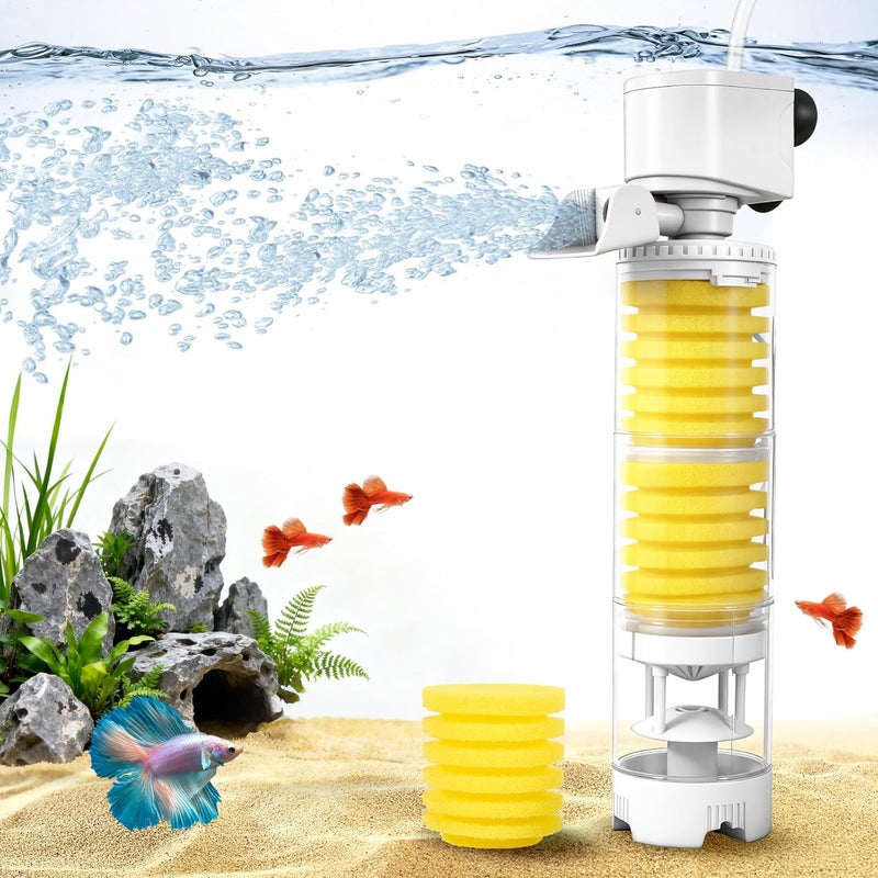 Vehipa Fish Tank Filters, 4-in-1 Aquarium Filter for Multi-Layer Filtration, Adjustable Oxygenation & Wavemaker, Ultra-Quiet Water Circulation for 40-70 Gallon Aquariums, 225GPH - Image 1